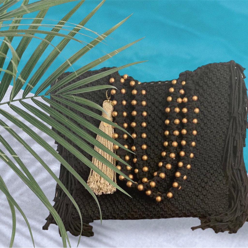 New Handmade Macrame Beach Bag With Fringes